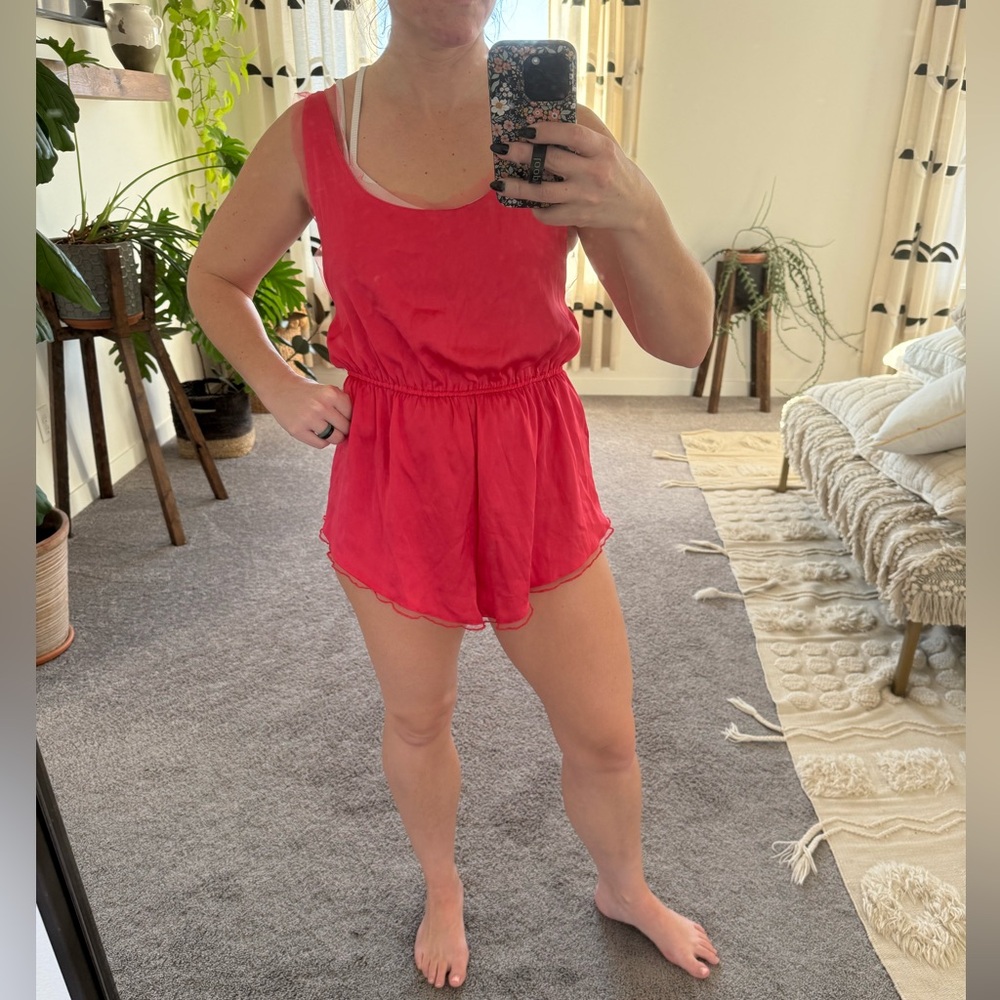 Valentines Free people satin pajama romper